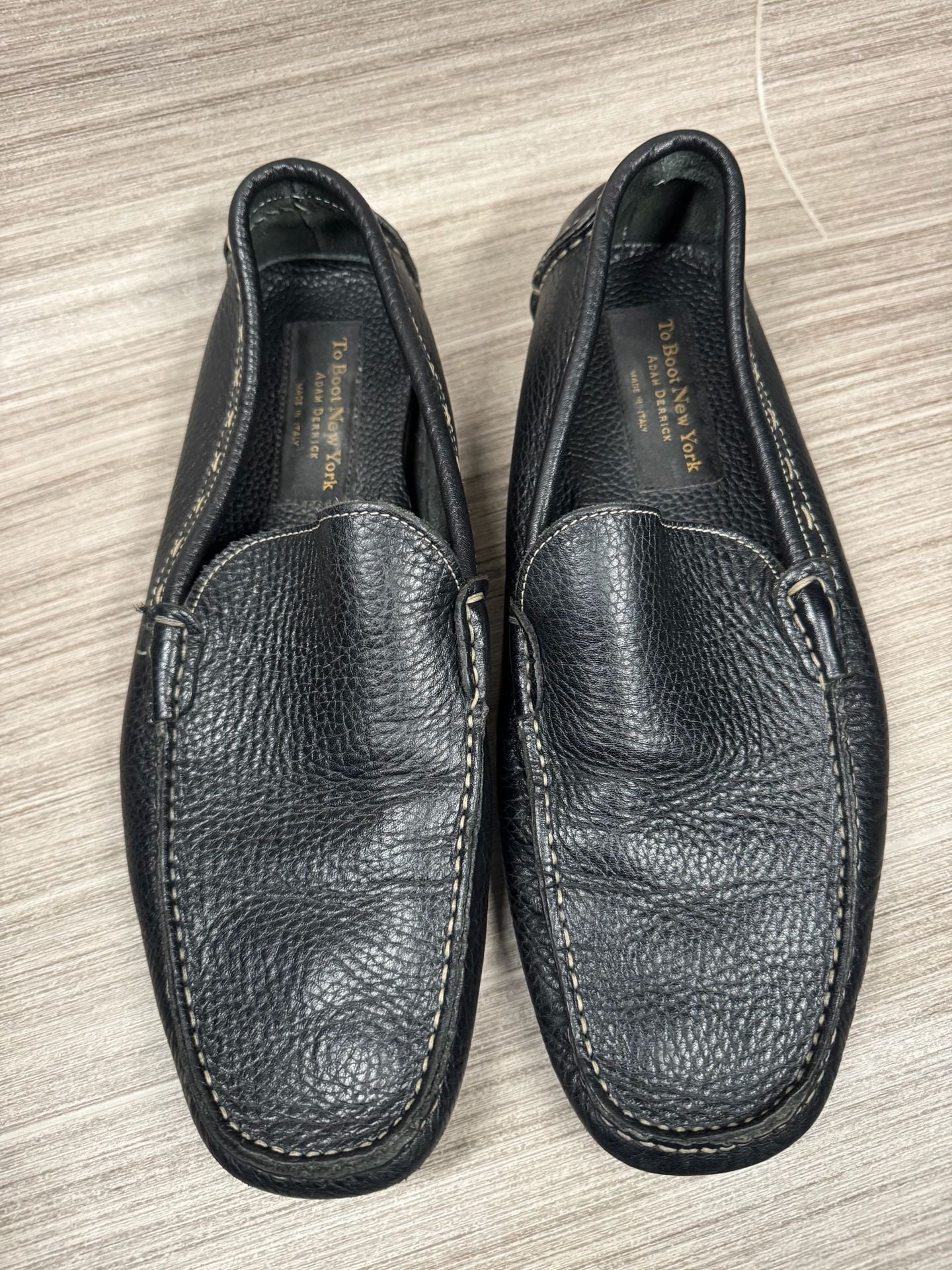 To Boot New York Adam Derrick Black Pebbled Leather Driving Loafers 2