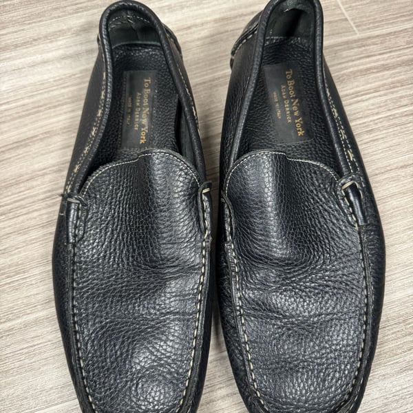 To Boot New York Adam Derrick Black Pebbled Leather Driving Loafers