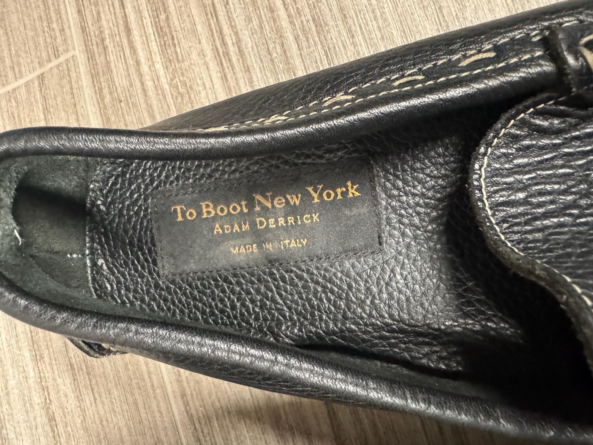 To Boot New York Adam Derrick Black Pebbled Leather Driving Loafers 3
