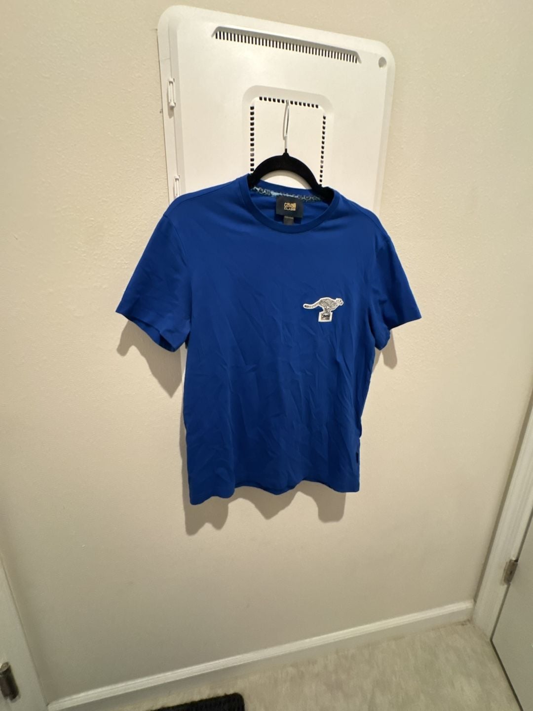 Cavalli Class Roberto Cavalli Blue Cheetah Logo Graphic T-Shirt Size L 2