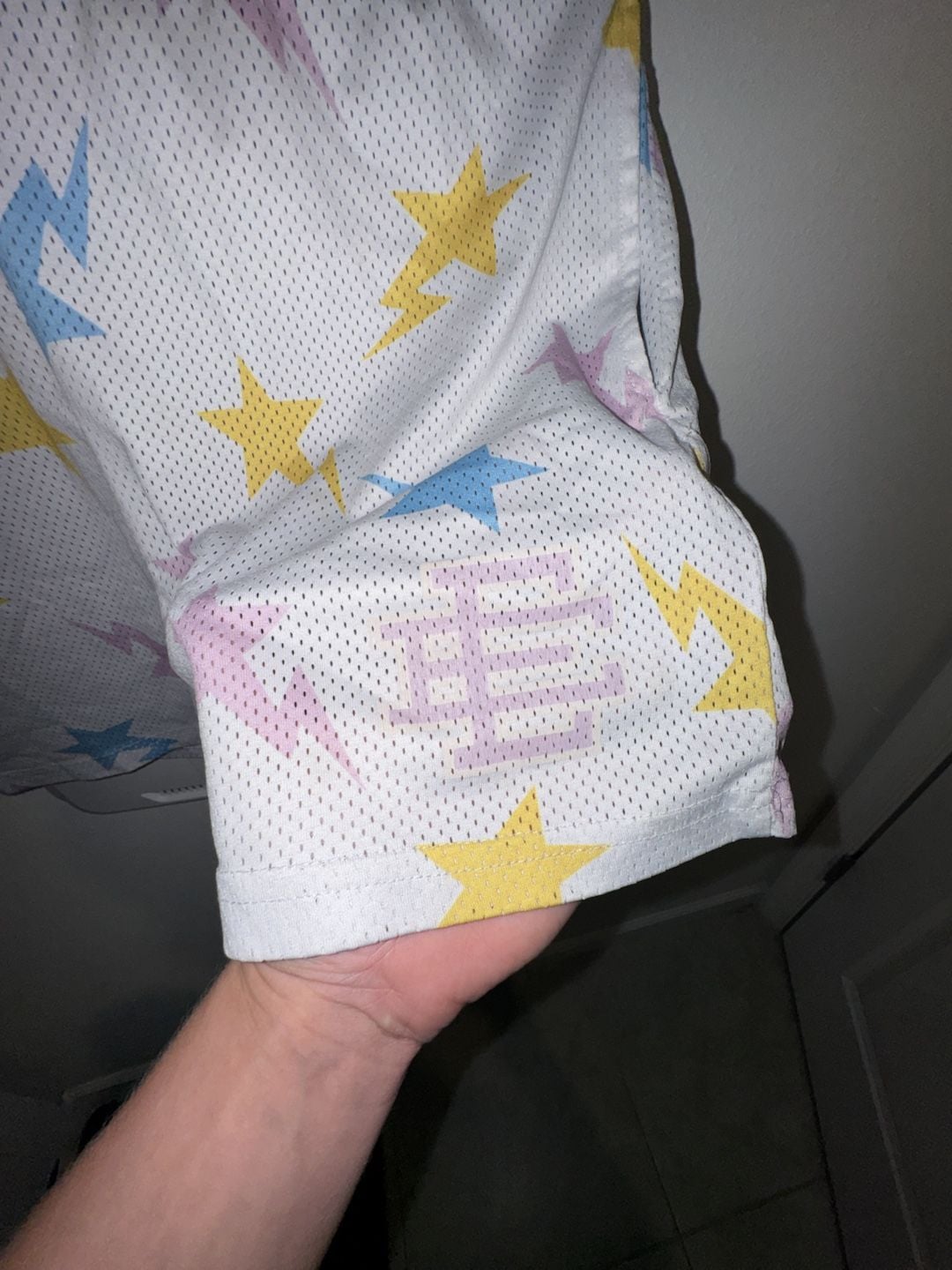Eric Emanuel x BAPE EE Basic Short White/Yellow/Blue/Pink 3