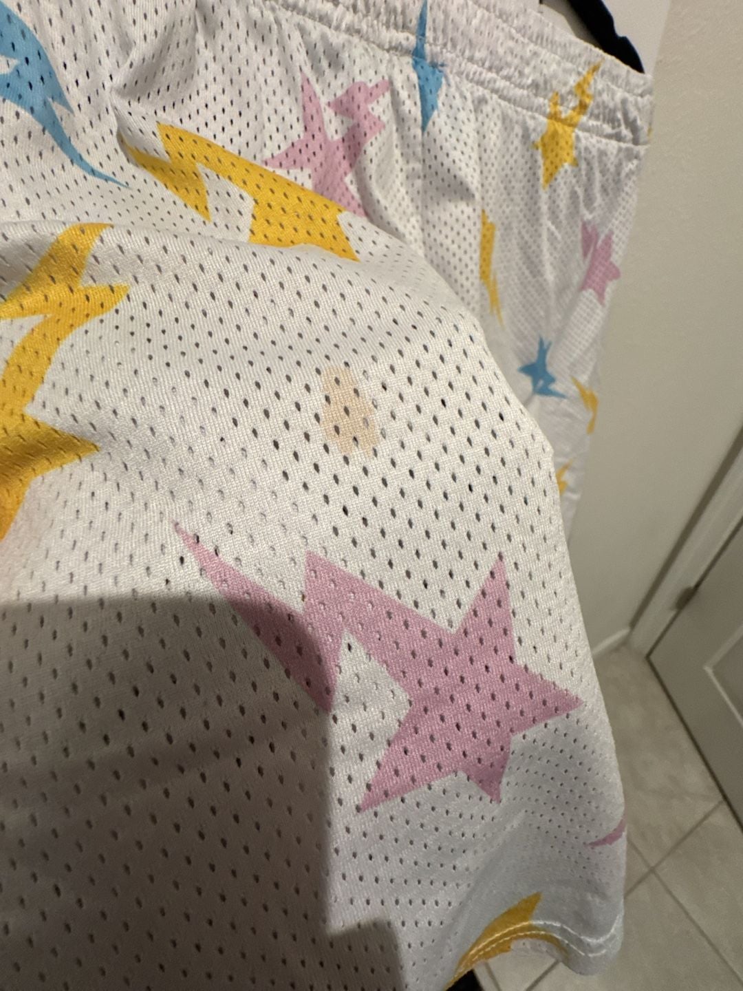 Eric Emanuel x BAPE EE Basic Short White/Yellow/Blue/Pink 6