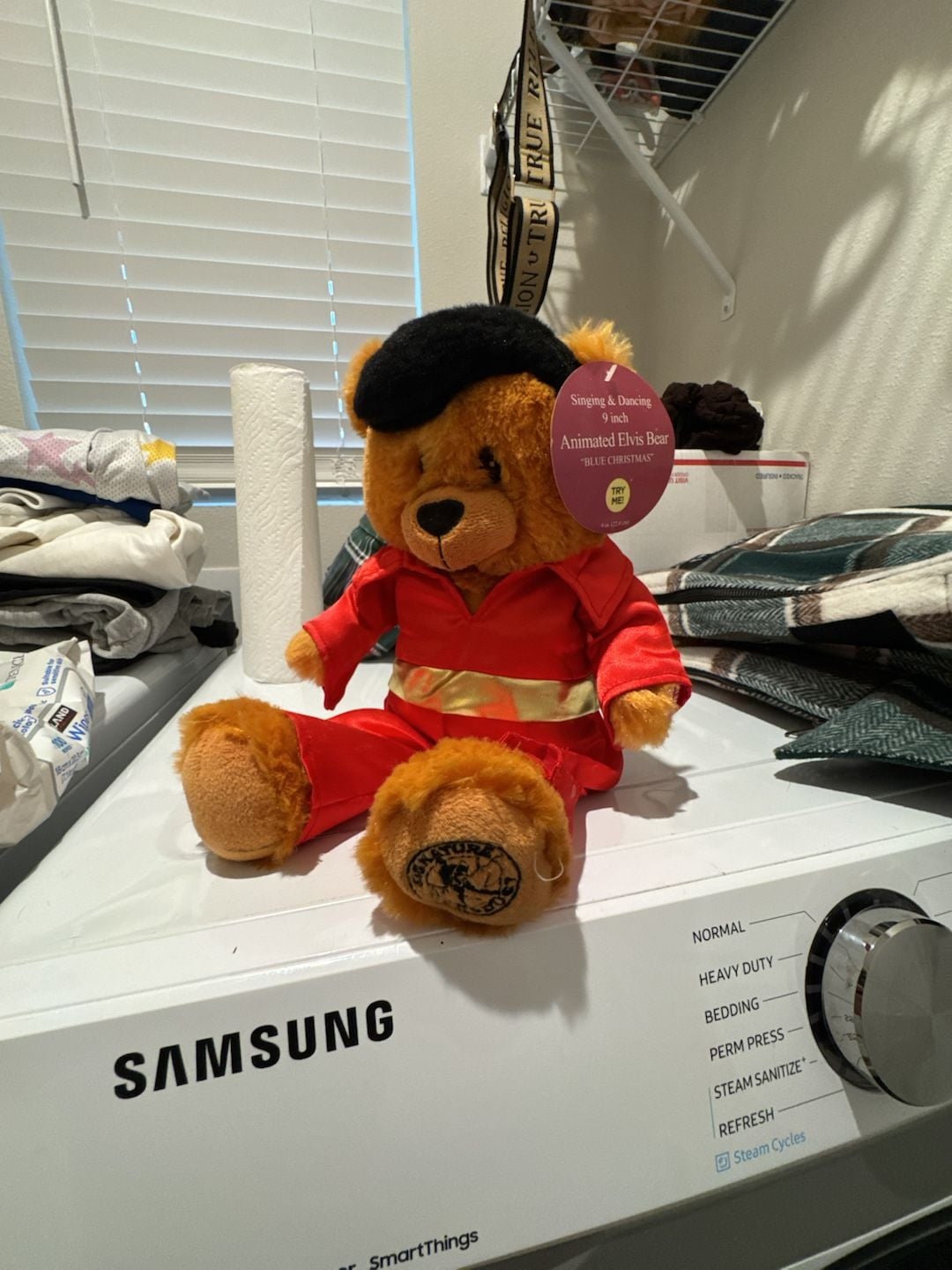 Singing and Dancing 9 inch Animated Elvis Bear Blue Christmas 1