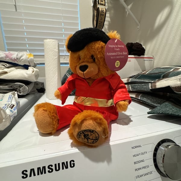 Singing and Dancing 9 inch Animated Elvis Bear Blue Christmas
