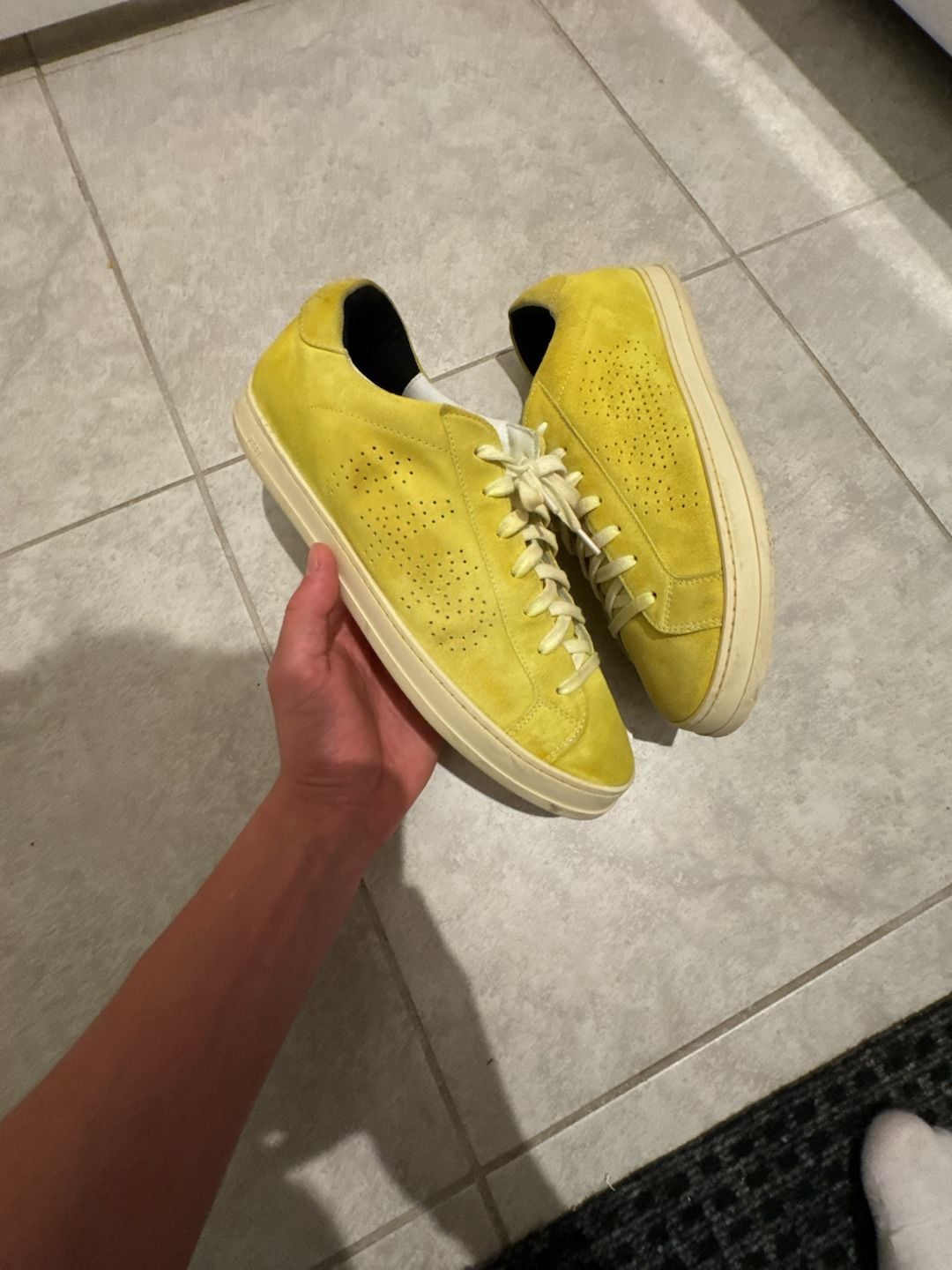 P448 John Lemon Yellow Suede Low Top Sneakers 2