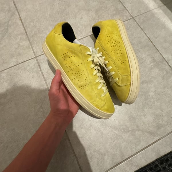 P448 John Lemon Yellow Suede Low Top Sneakers