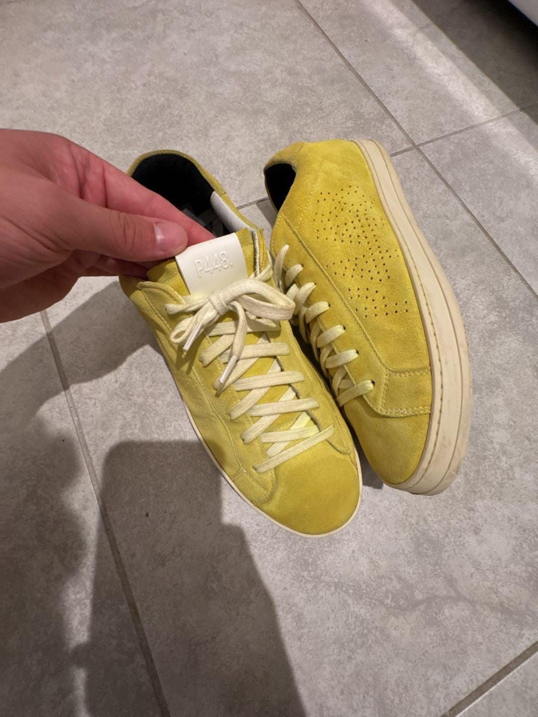 P448 John Lemon Yellow Suede Low Top Sneakers 3