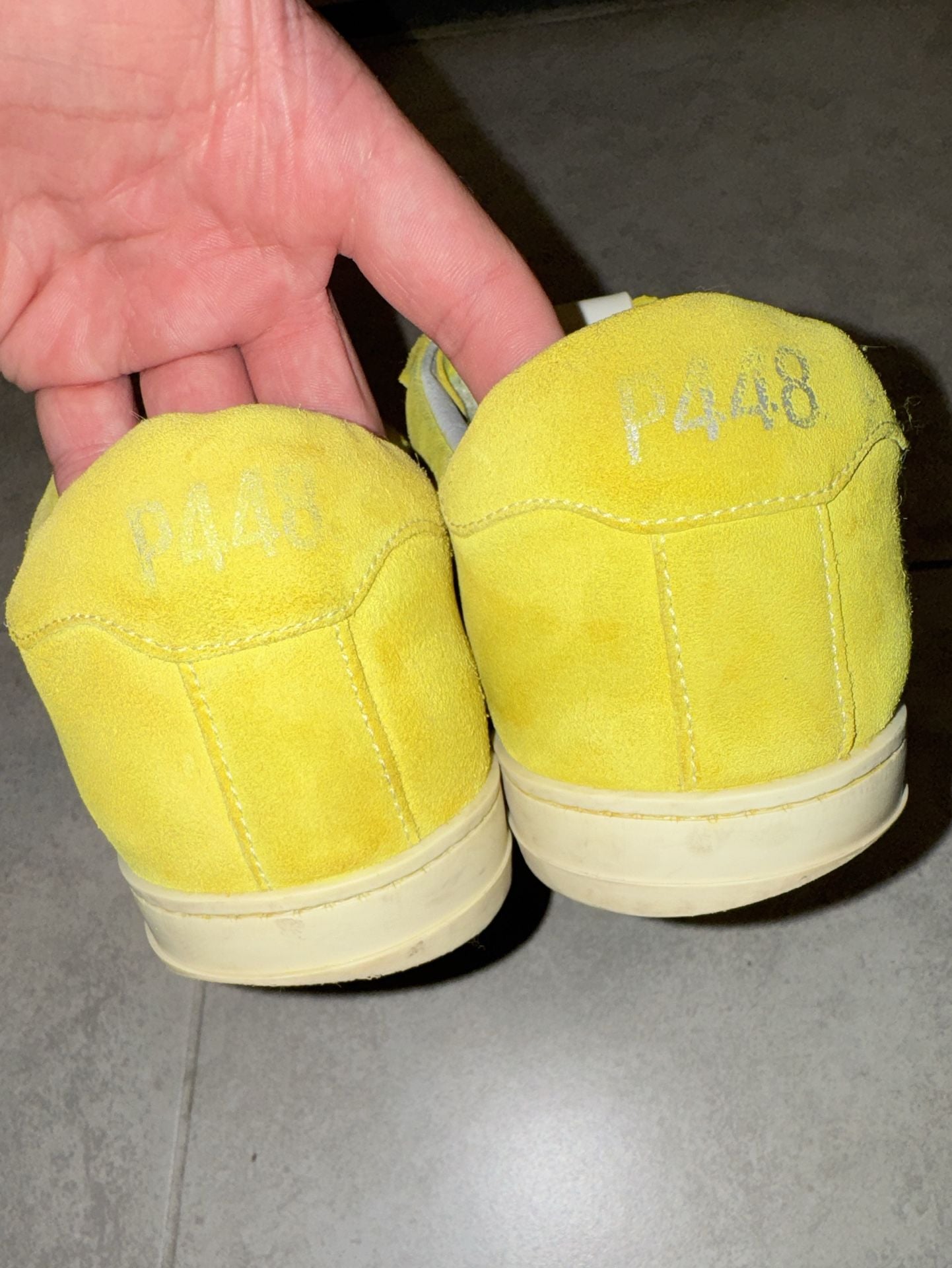 P448 John Lemon Yellow Suede Low Top Sneakers 5