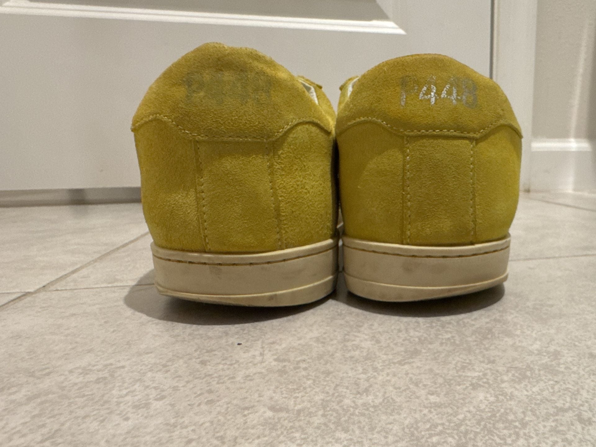 P448 John Lemon Yellow Suede Low Top Sneakers 7