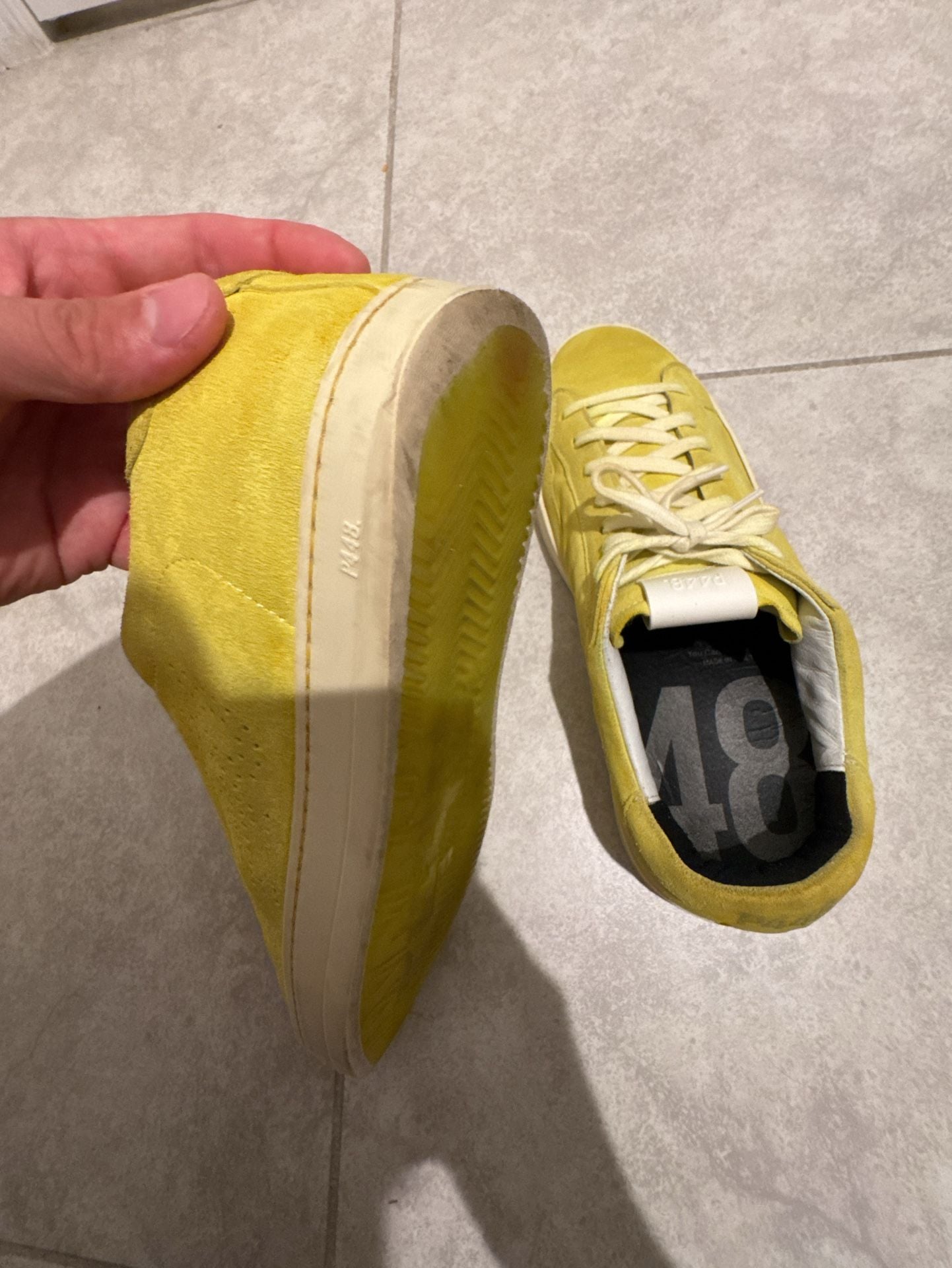 P448 John Lemon Yellow Suede Low Top Sneakers 6