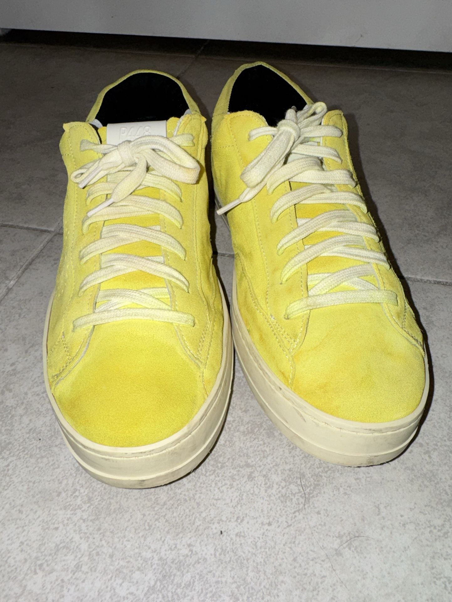 P448 John Lemon Yellow Suede Low Top Sneakers 9