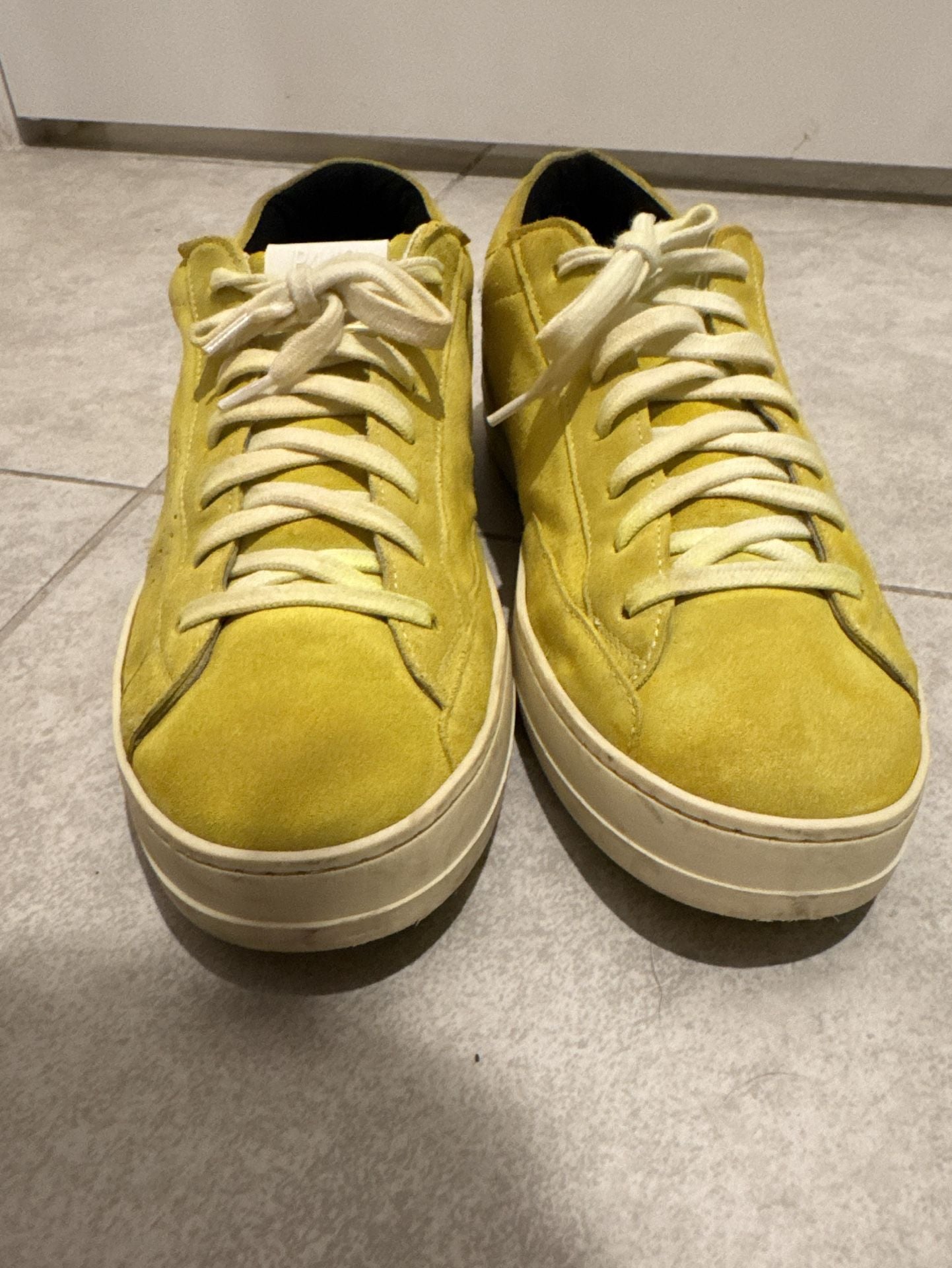 P448 John Lemon Yellow Suede Low Top Sneakers 10