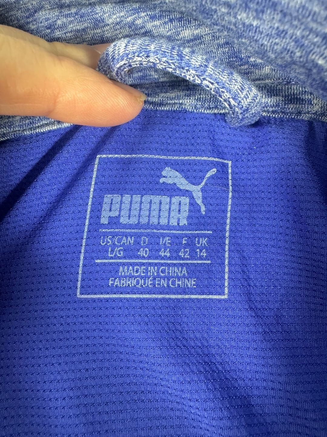 Puma Women's Blue Heather Full Zip Athletic Jacket with Thumbholes Size L 7