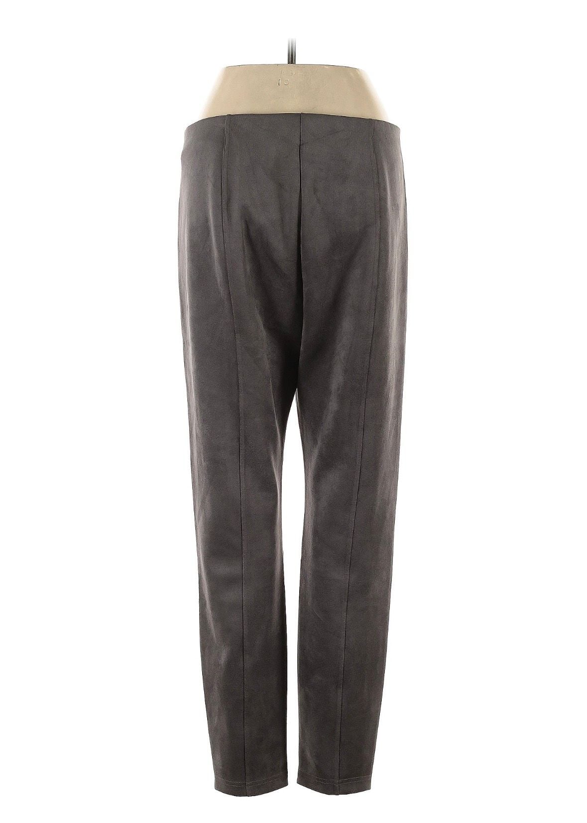 Tahar! Women's Brown Poly-Spandex Pull-On Suede Pants Size L 3