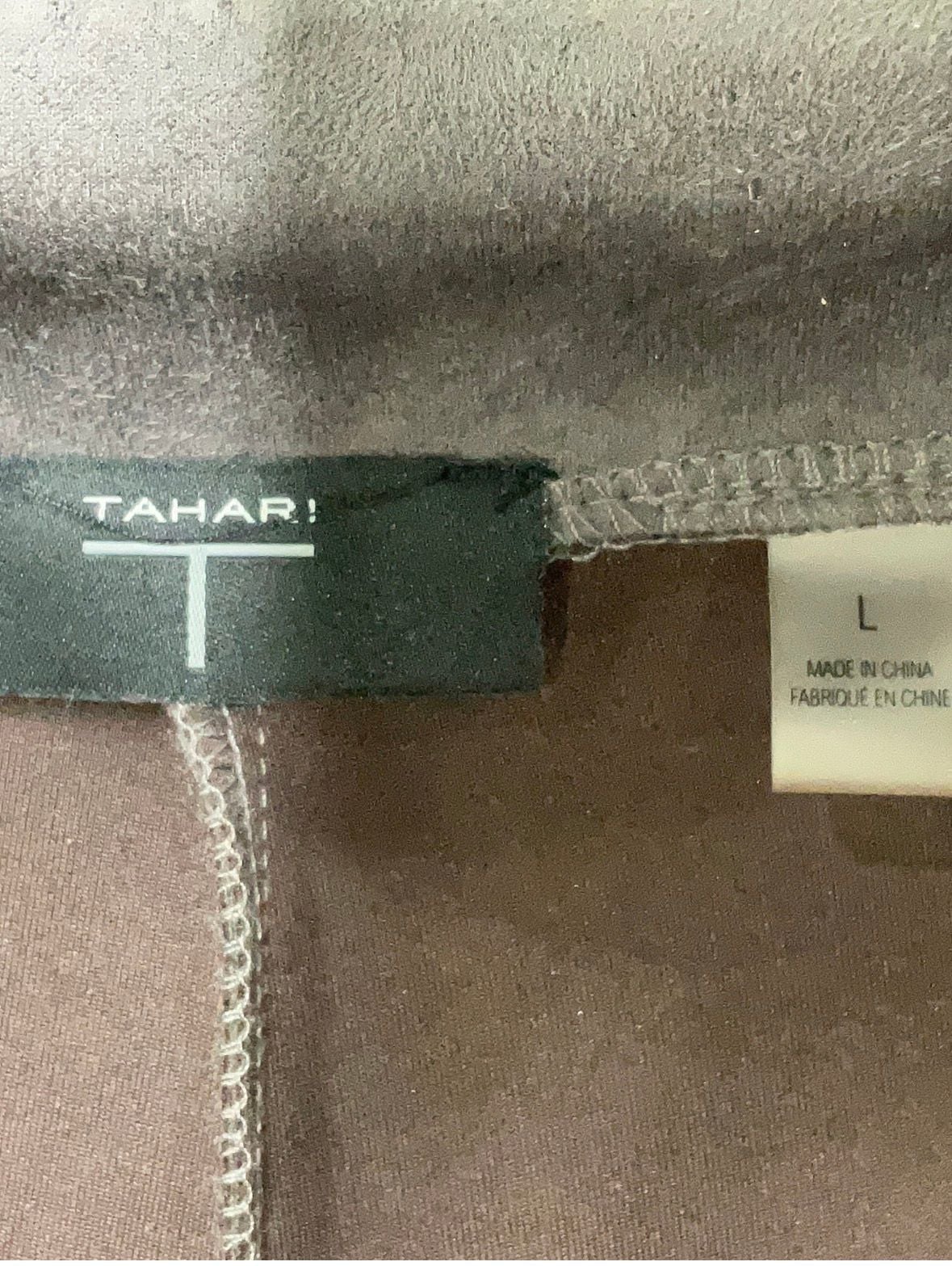 Tahar! Women's Brown Poly-Spandex Pull-On Suede Pants Size L 4