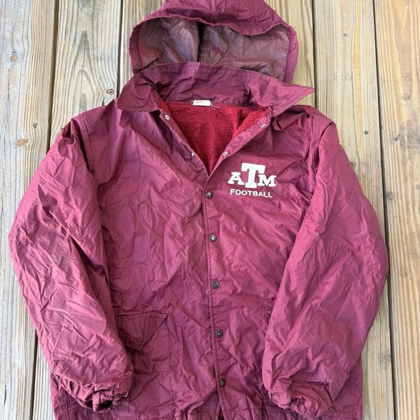 Vintage Texas A&M Football Tru West Fleece-Lined Hooded Windbreaker Jacket