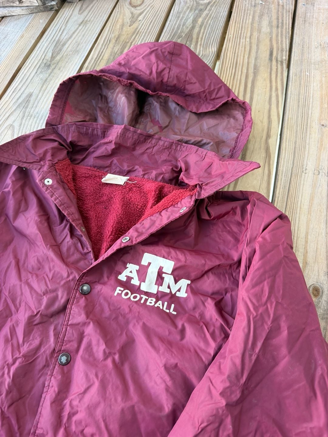 Vintage Texas A&M Football Tru West Fleece-Lined Hooded Windbreaker Jacket 3