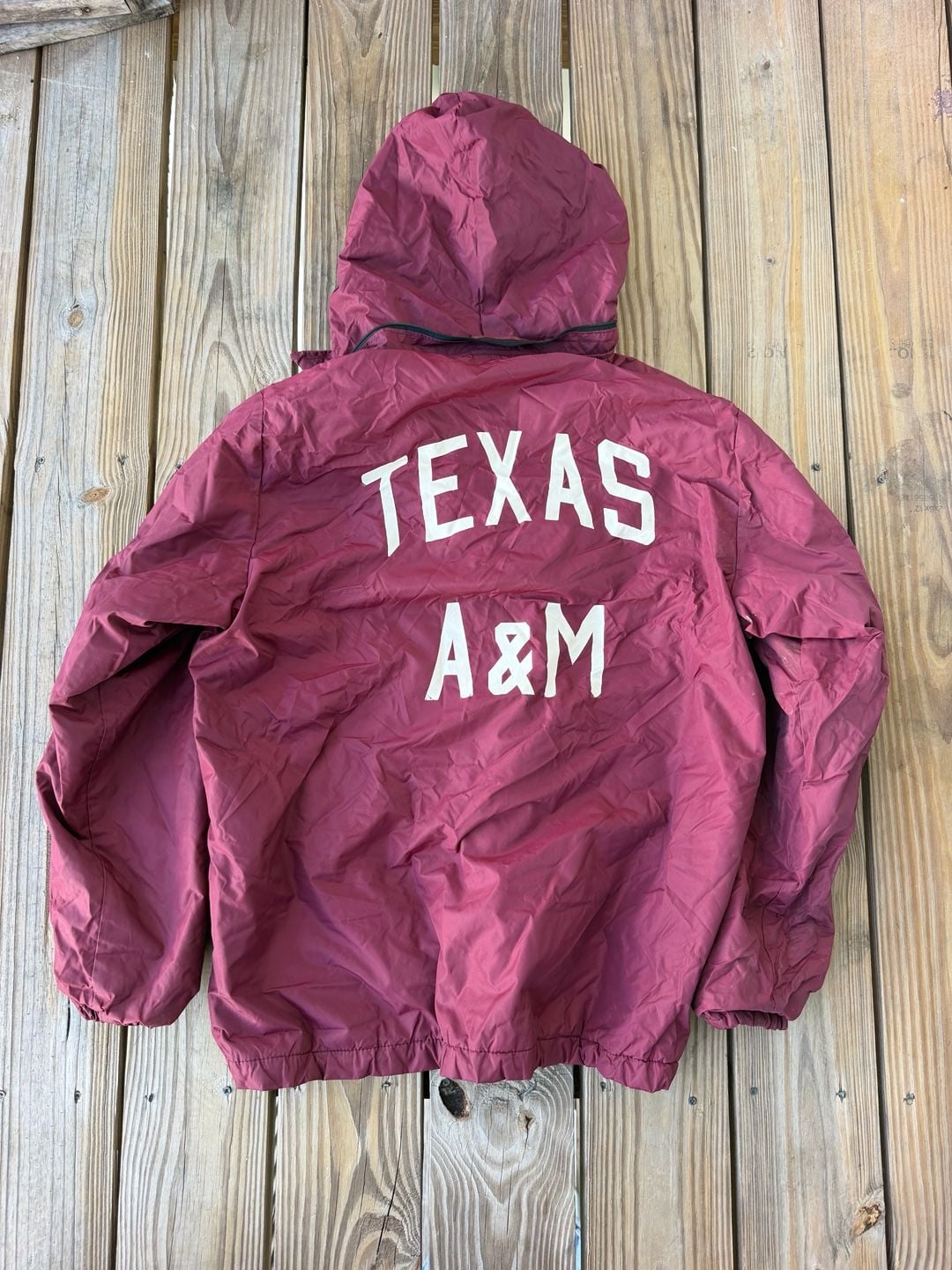 Vintage Texas A&M Football Tru West Fleece-Lined Hooded Windbreaker Jacket 5