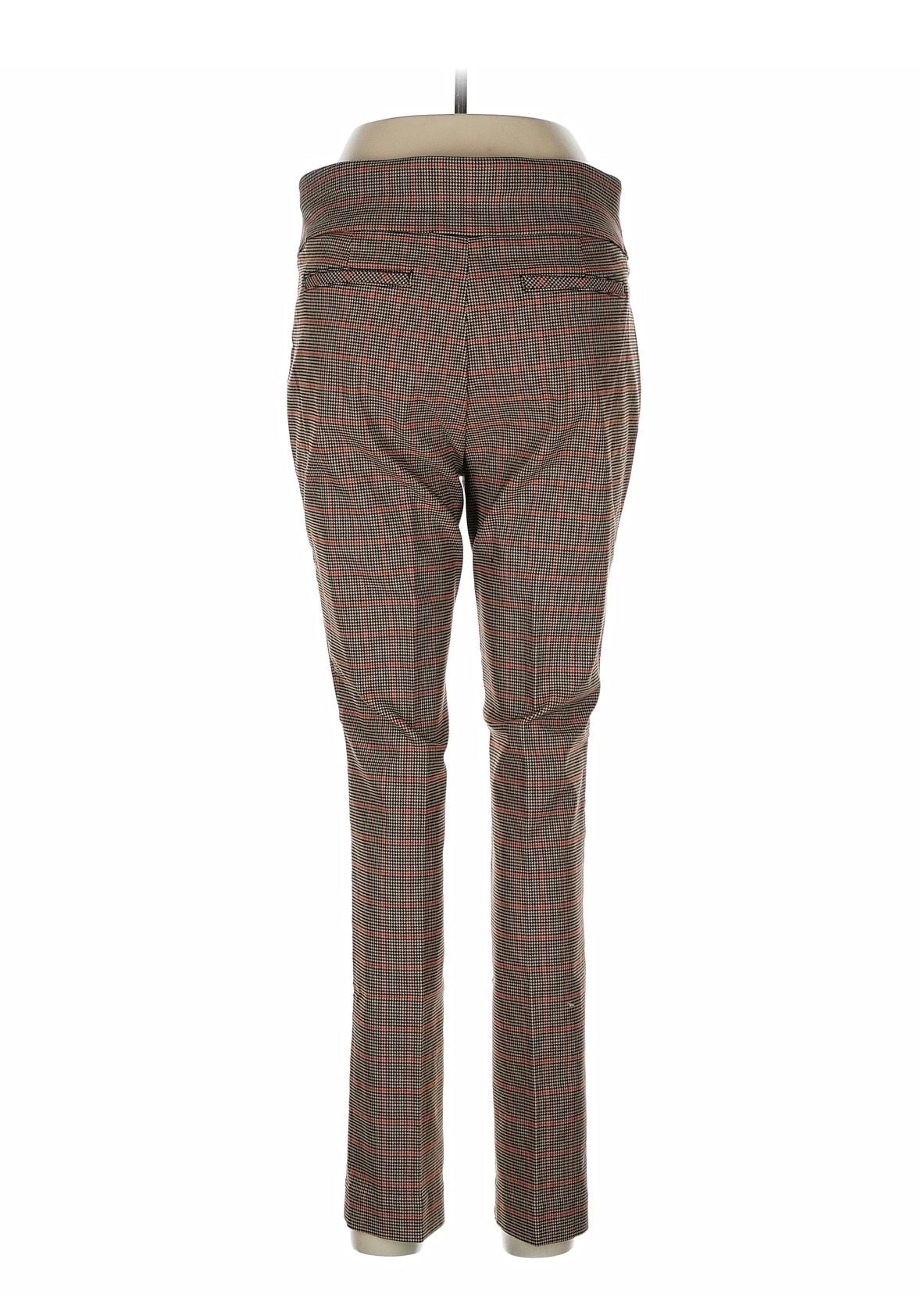 Anne Klein Plaid Pull-On Ankle Pants Women's Size 10 Houndstooth Red Brown 3