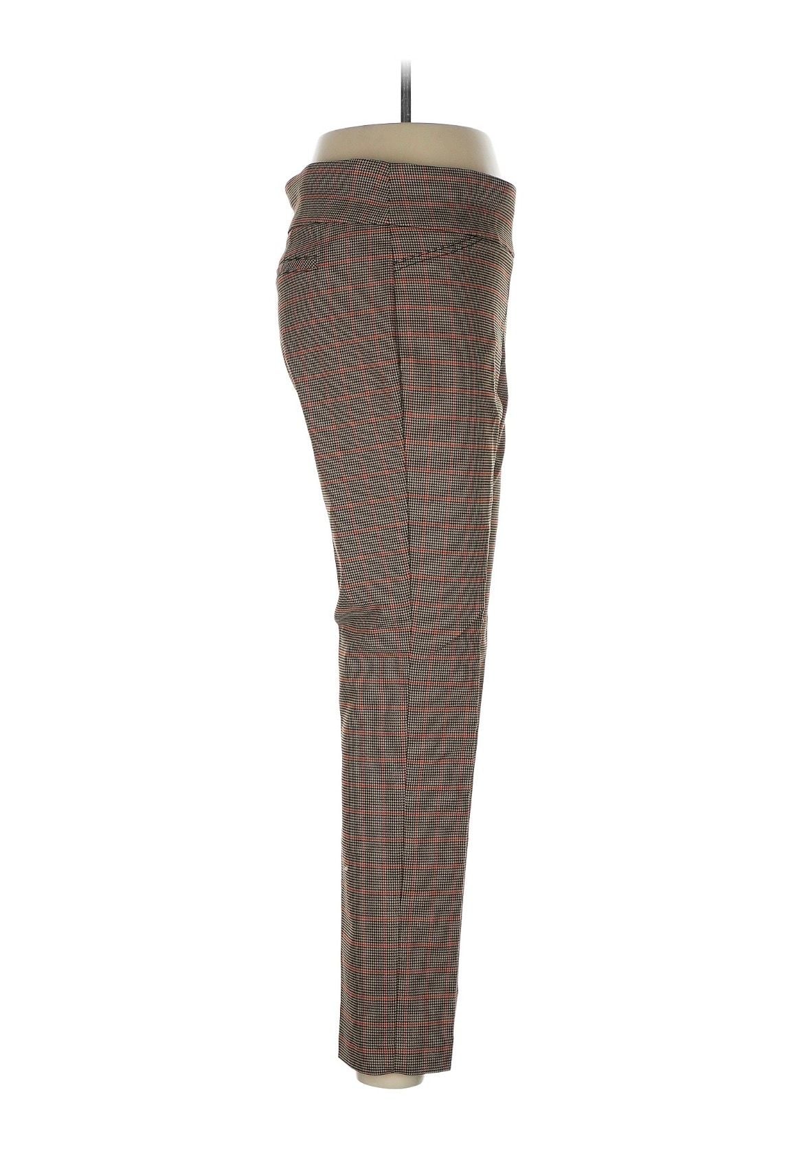 Anne Klein Plaid Pull-On Ankle Pants Women's Size 10 Houndstooth Red Brown 4