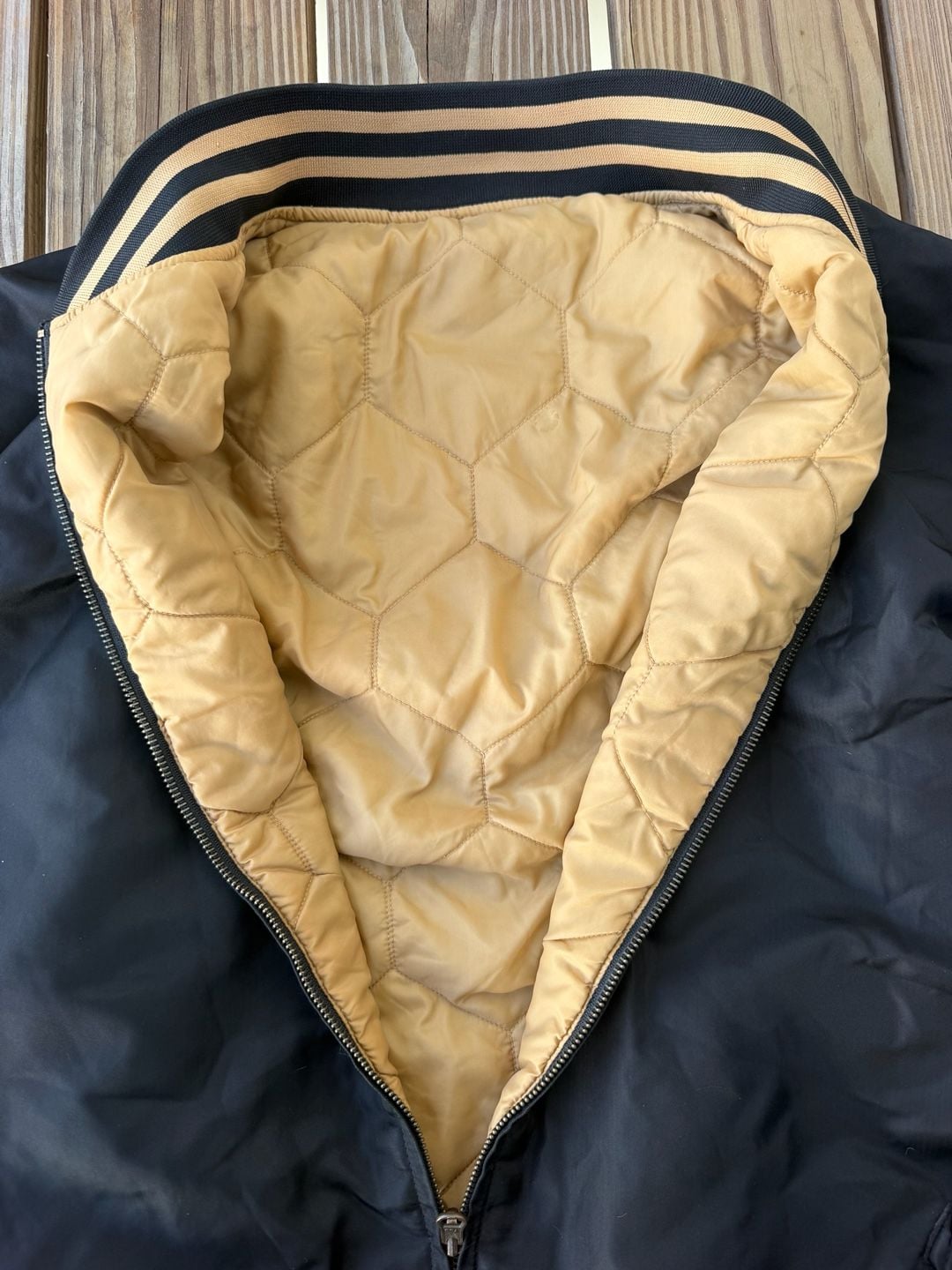 Vintage Black Flight Bomber Jacket with Quilted Honeycomb Lining 4