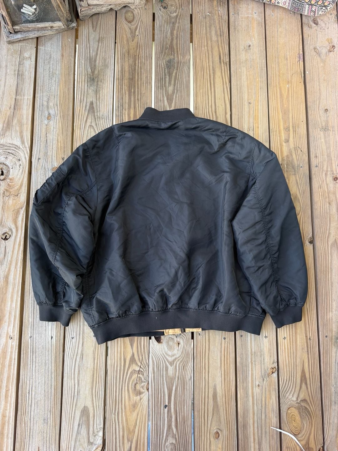 Vintage Black Flight Bomber Jacket with Quilted Honeycomb Lining 5