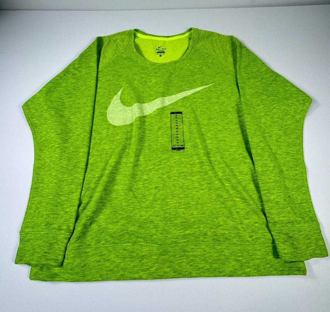 Nike Dri-FIT Epic Obsessed GRX Neon Green Scoop Neck Long Sleeve Sweatshirt Size XL 2