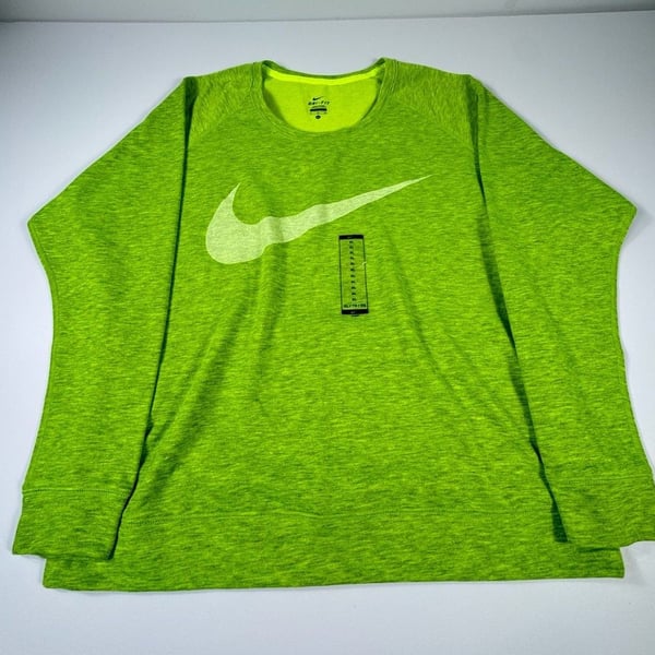 Nike Dri-FIT Epic Obsessed GRX Neon Green Scoop Neck Long Sleeve Sweatshirt Size XL