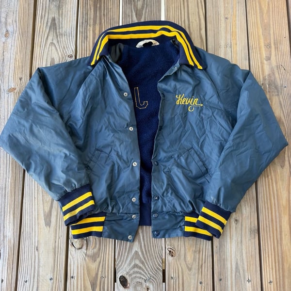 Vintage Don Alleson Athletic Blue and Yellow St. Joe Varsity Coach Jacket
