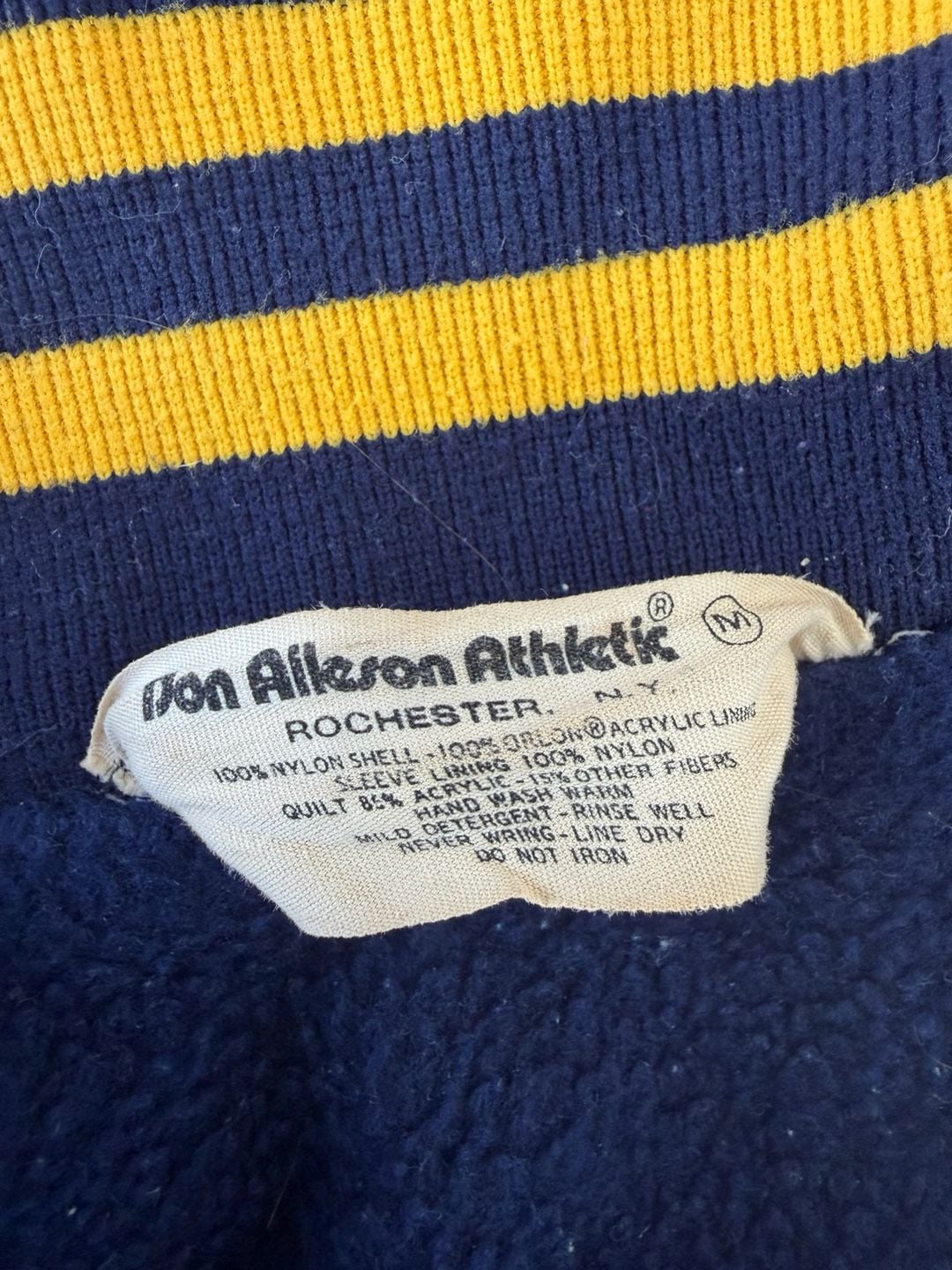 Vintage Don Alleson Athletic Blue and Yellow St. Joe Varsity Coach Jacket 4