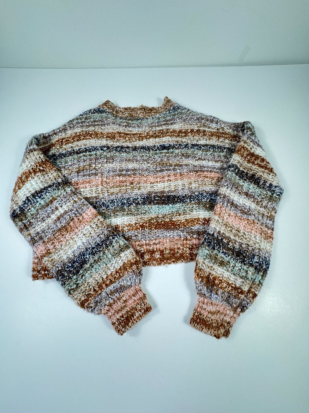 Made with Love Striped Crop Sweater Medium Multicolor 7