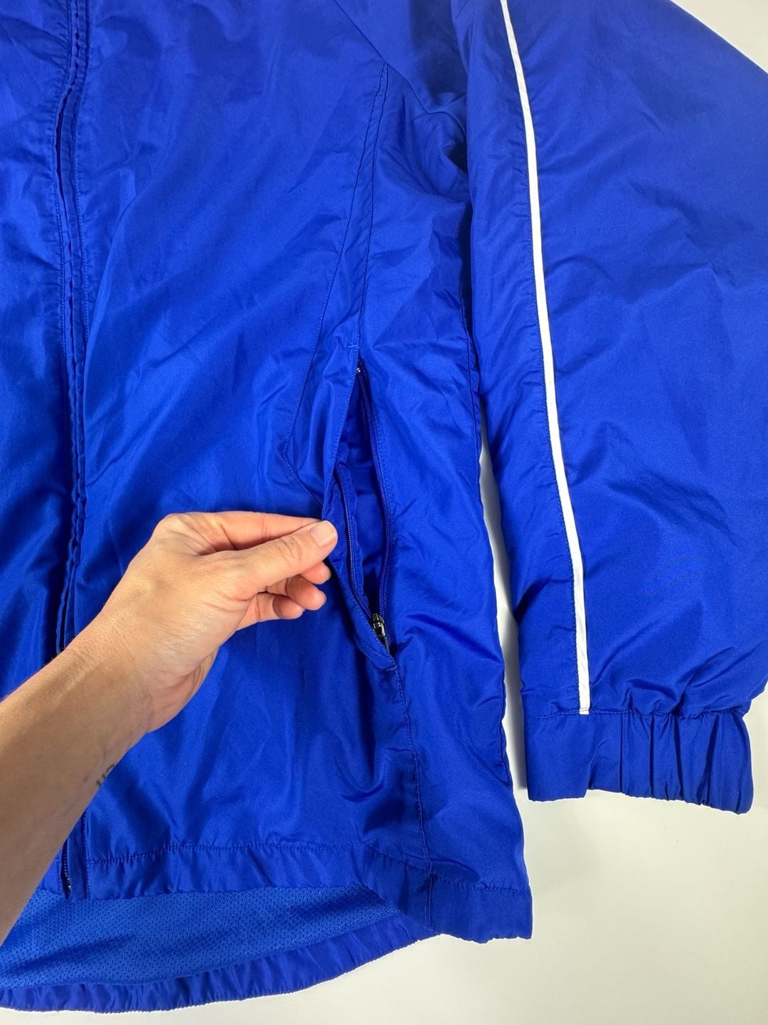 Under Armour Full Zip Royal Blue and White Track Jacket Windbreaker Medium 3
