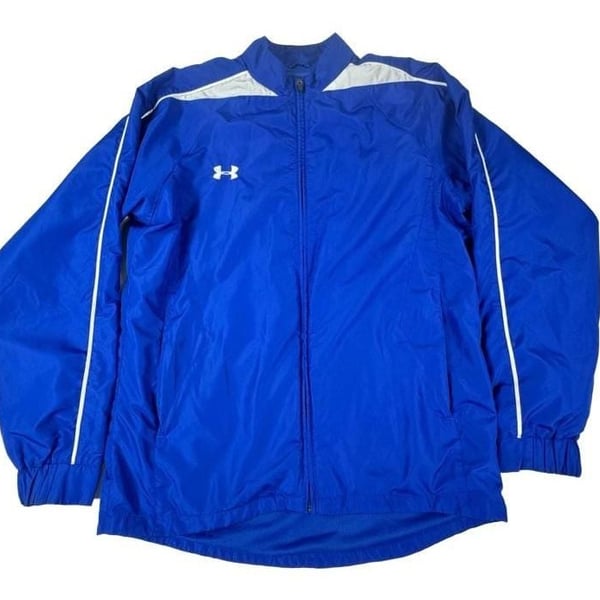 Under Armour Full Zip Royal Blue and White Track Jacket Windbreaker Medium