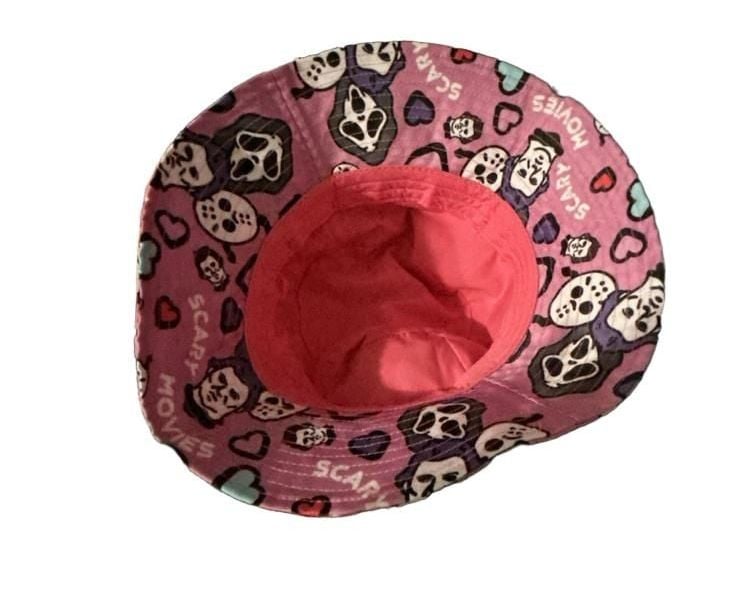 Ghost Face and Jason Voorhees Horror Movie Pink Graphic Print Bucket Hat 3