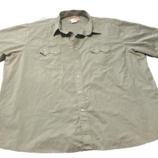 Wrangler Western Fashion Snap Shirt Green Short Sleeve Big 3XL WM978GN