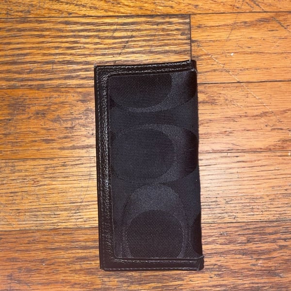 Coach Black Signature C Canvas Checkbook Wallet Holder