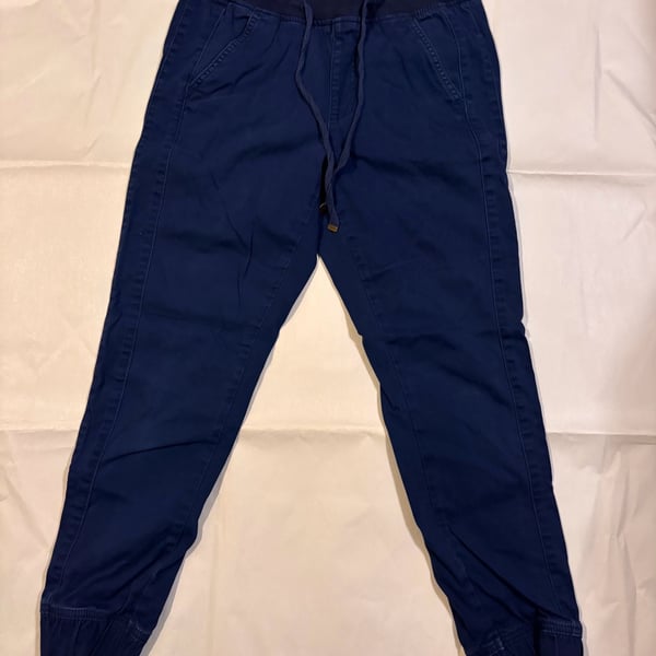 St. John's Bay Women's Blue Cotton Blend Drawstring Jogger Pants Size S