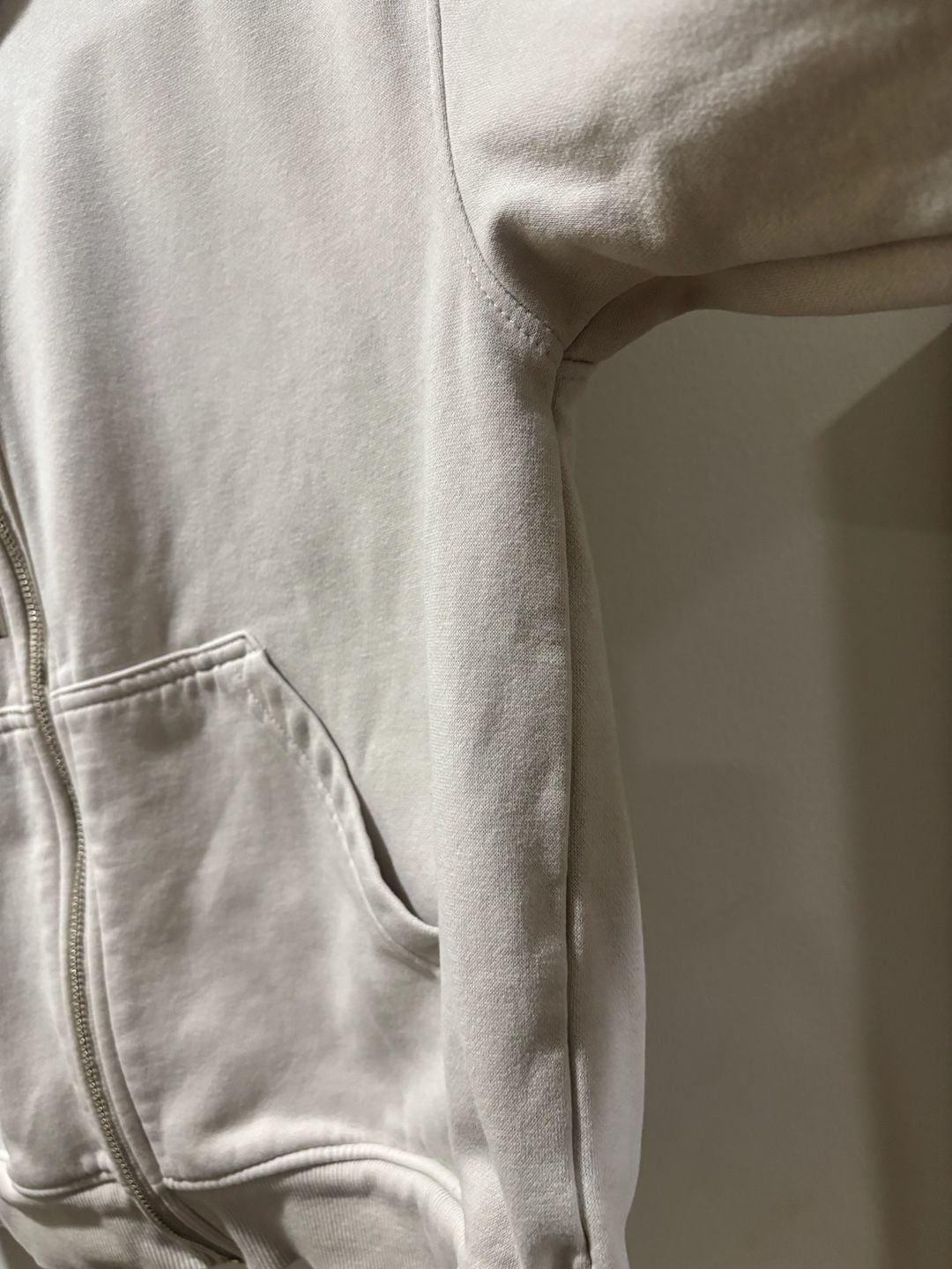 H&M Women’s XS Cream Full Zip Hoodie Neutral Minimalist Sweatshirt 7