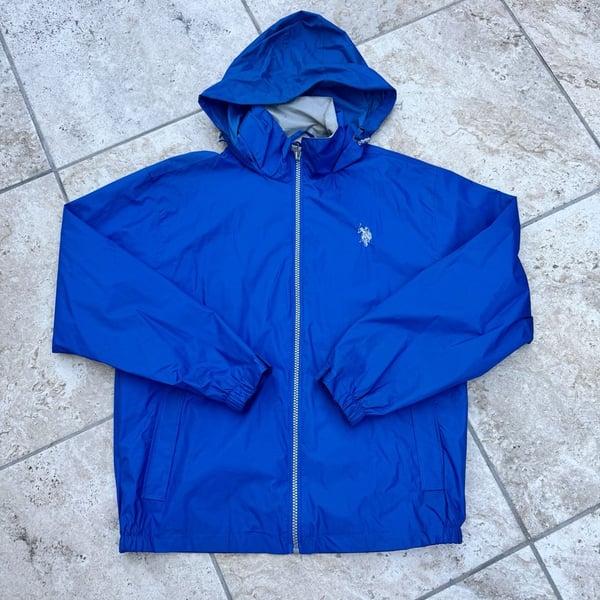 U.S. Polo Assn. Blue Full Zip Hooded Windbreaker Jacket Size M