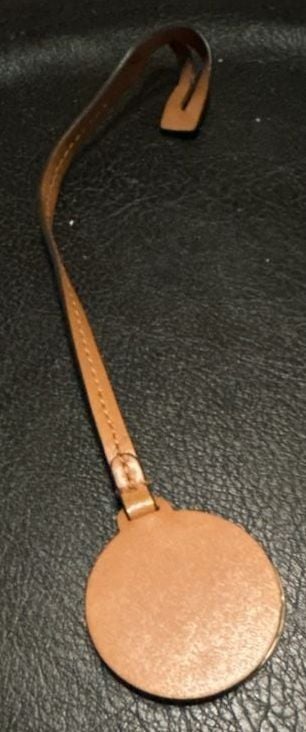 Michael Kors MK Logo Gold Tone Bag Charm with Brown Leather Strap 2
