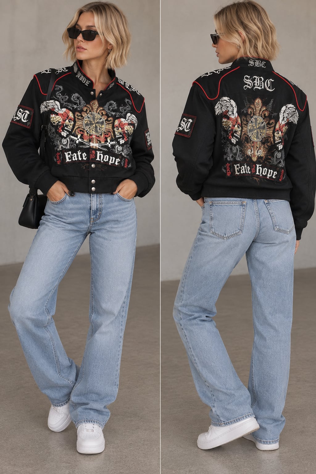 Raw Blue Fate Honor Skull Embroidery Black Jacket Size S
41 2