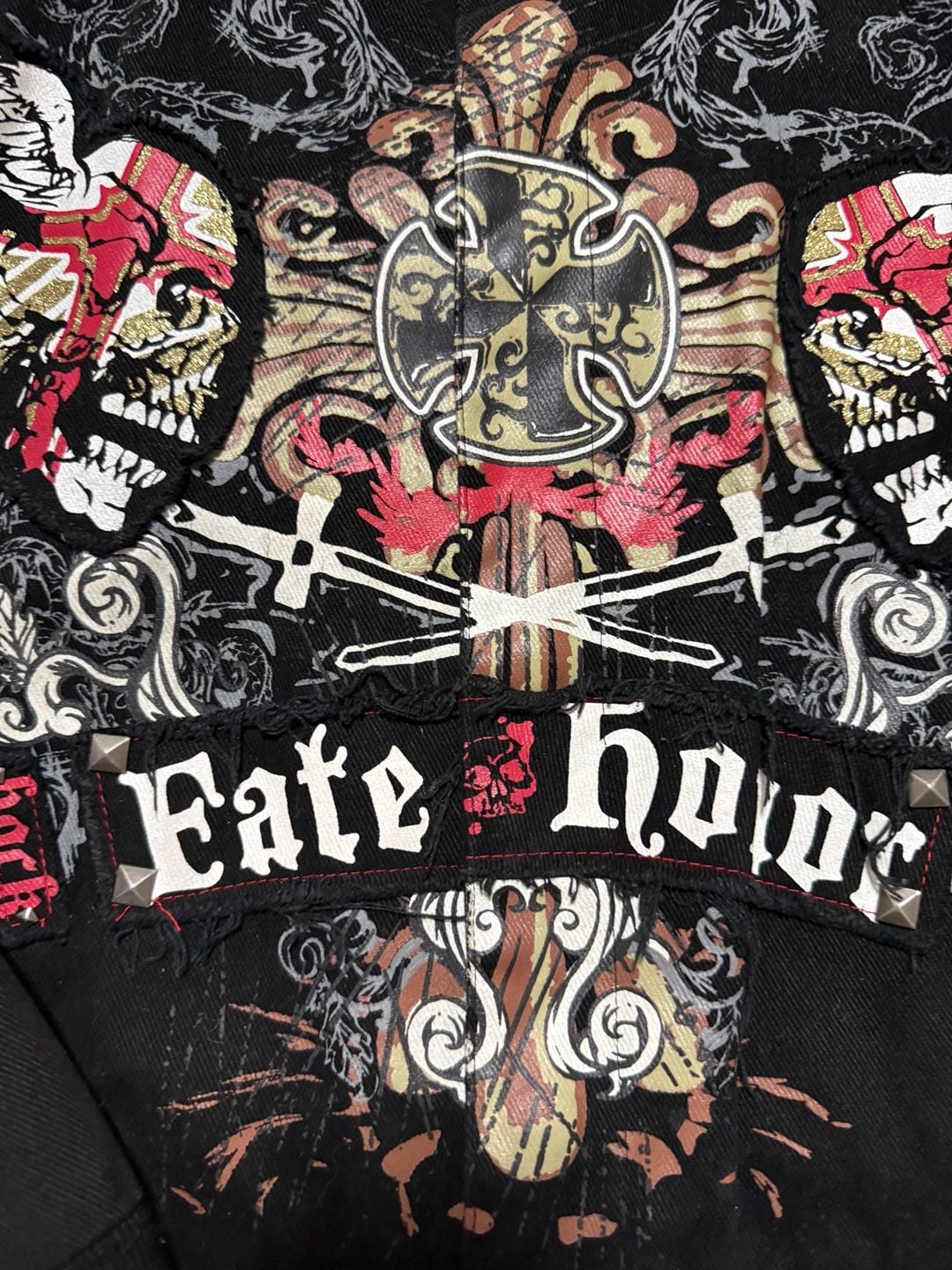 Raw Blue Fate Honor Skull Embroidery Black Jacket Size S
41 4