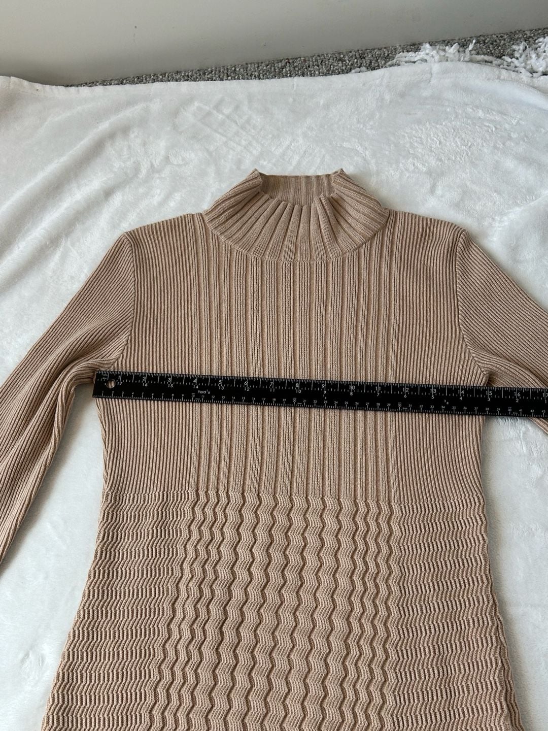 LACOSTE Tan Cotton/Wool Textured Knit Midi Dress Size 40/US M 13