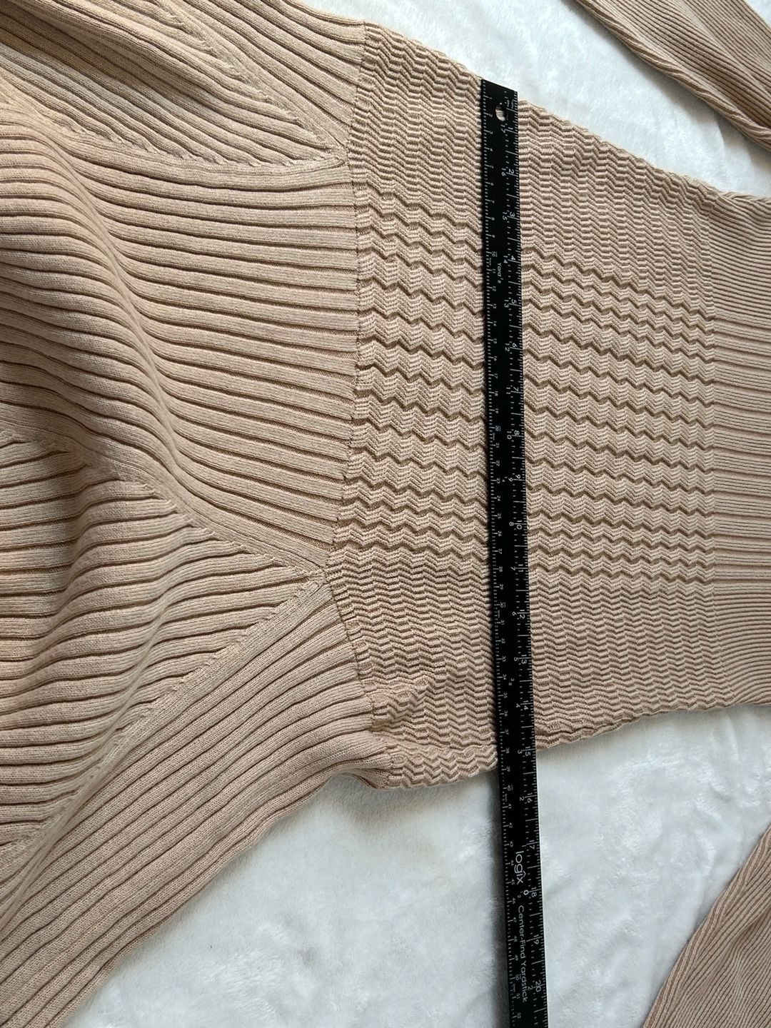 LACOSTE Tan Cotton/Wool Textured Knit Midi Dress Size 40/US M 16