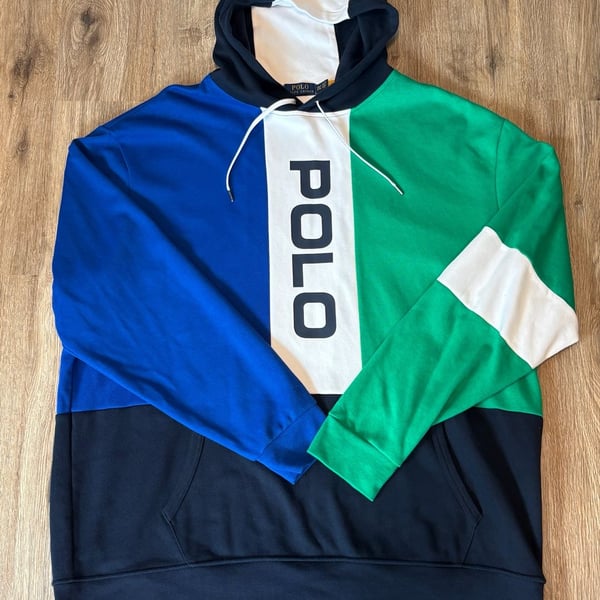 Polo Ralph Lauren Men's 3XLT Vertical Graphic Colorblock Mesh Hoodie Sweatshirt