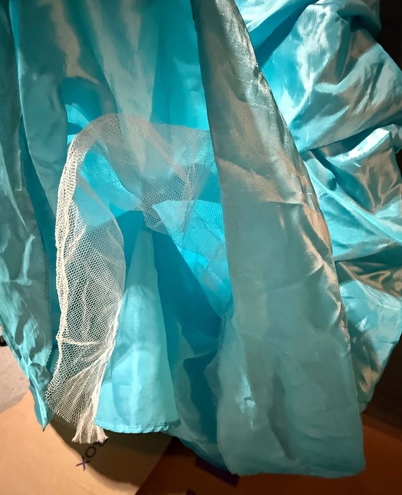 Jump Apparel Blue Strapless Ruched Ruffled Formal Dress 8