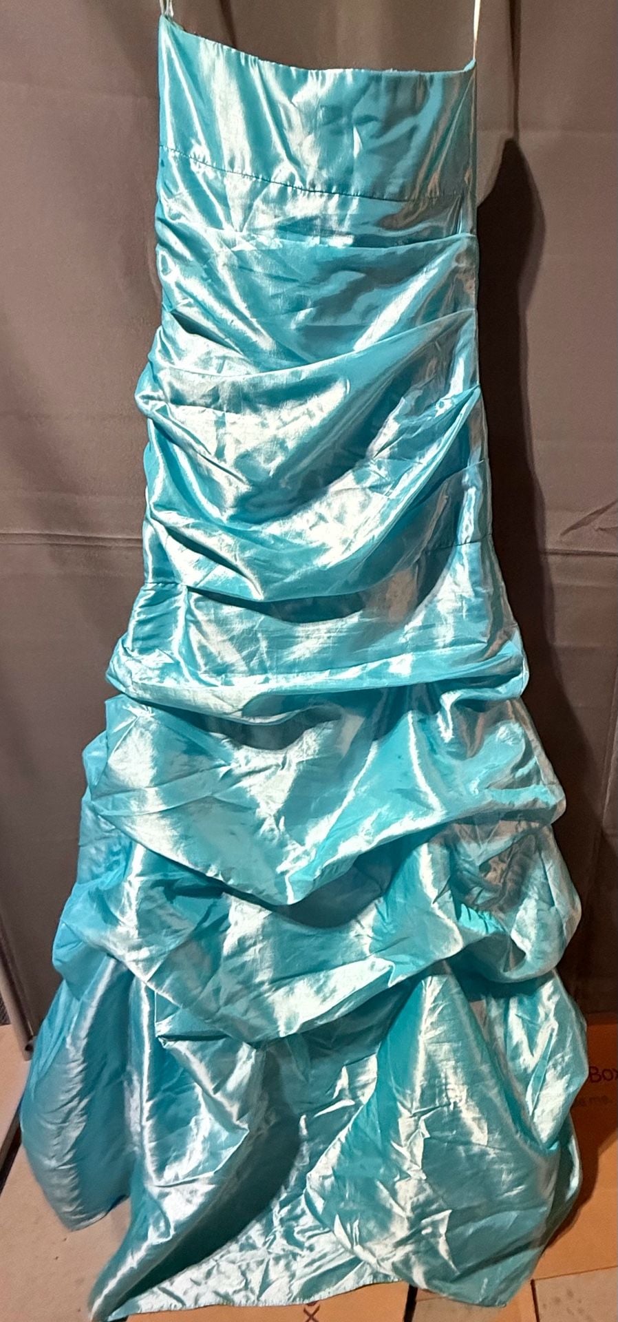 Jump Apparel Blue Strapless Ruched Ruffled Formal Dress 12