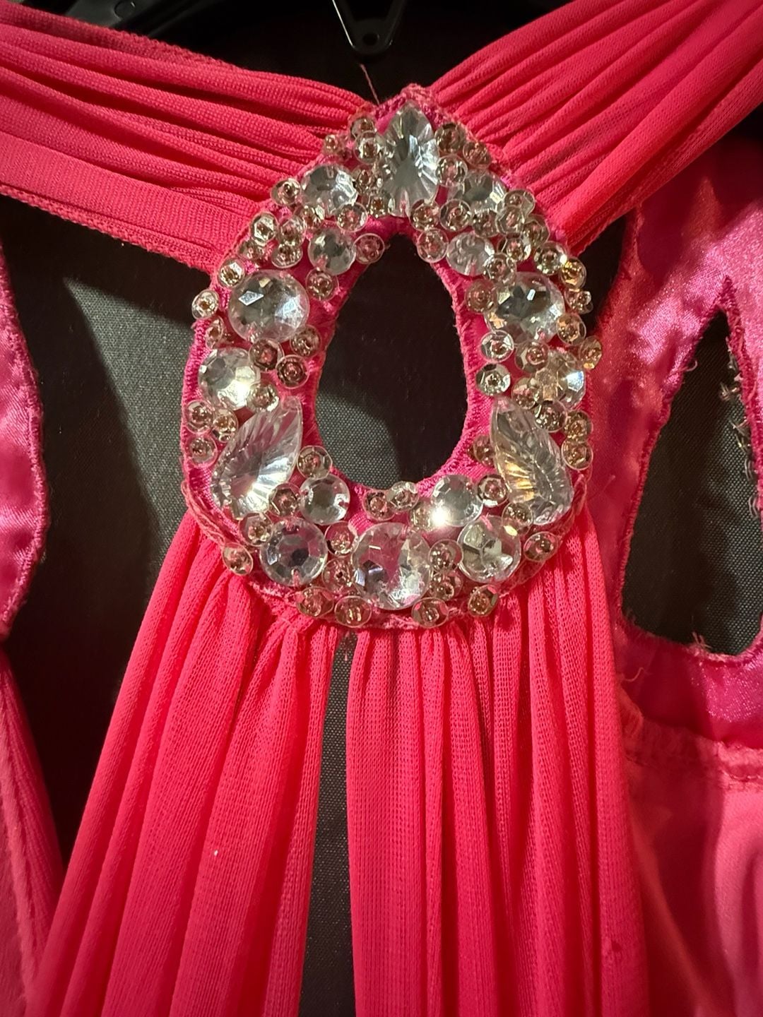 Pink Halter Rhinestone Chiffon Evening Maxi Dress 10
