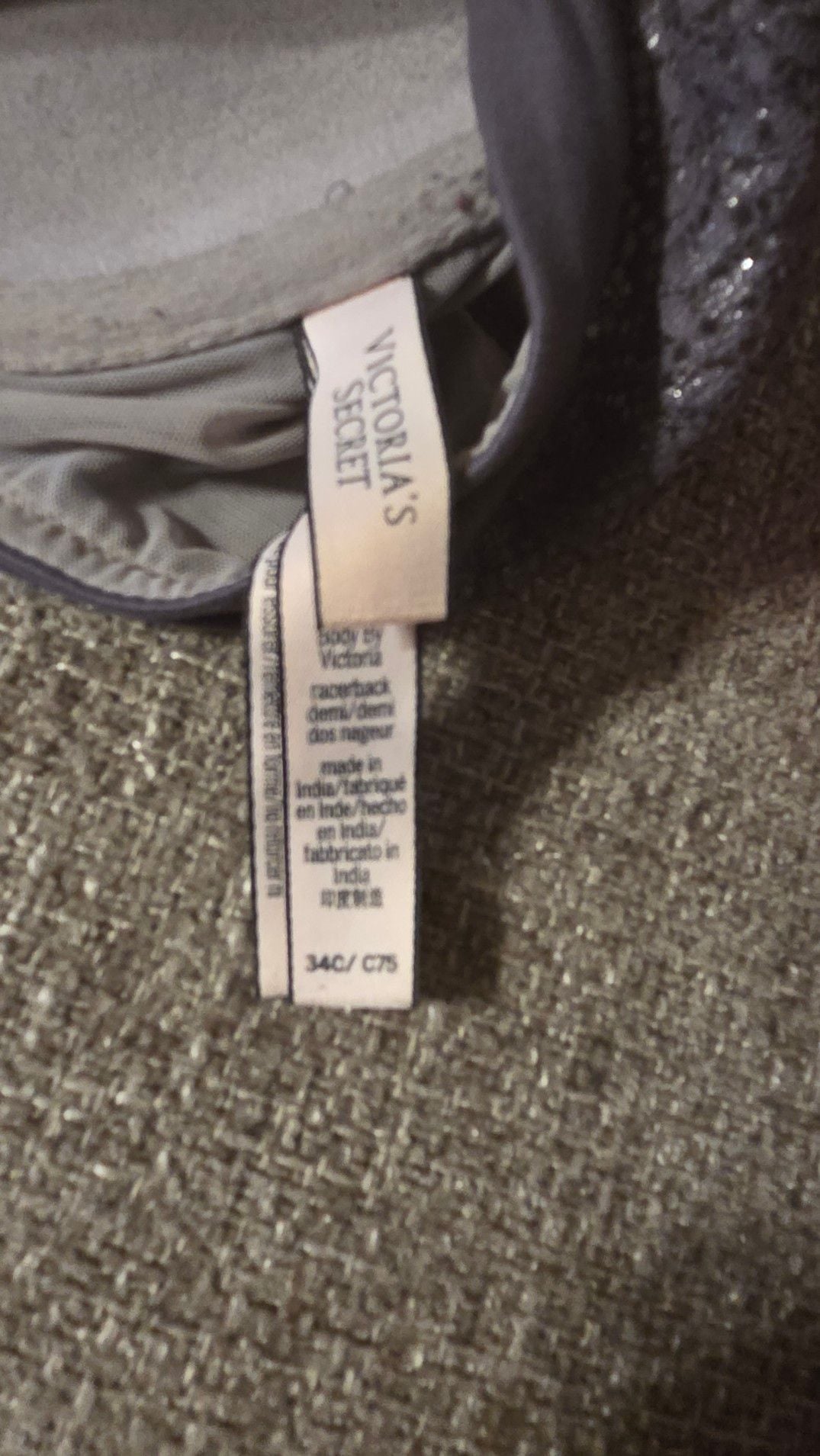 Victoria's Secret Body By Victoria Racerback Demi Bra Size 34C Gray Lace 4