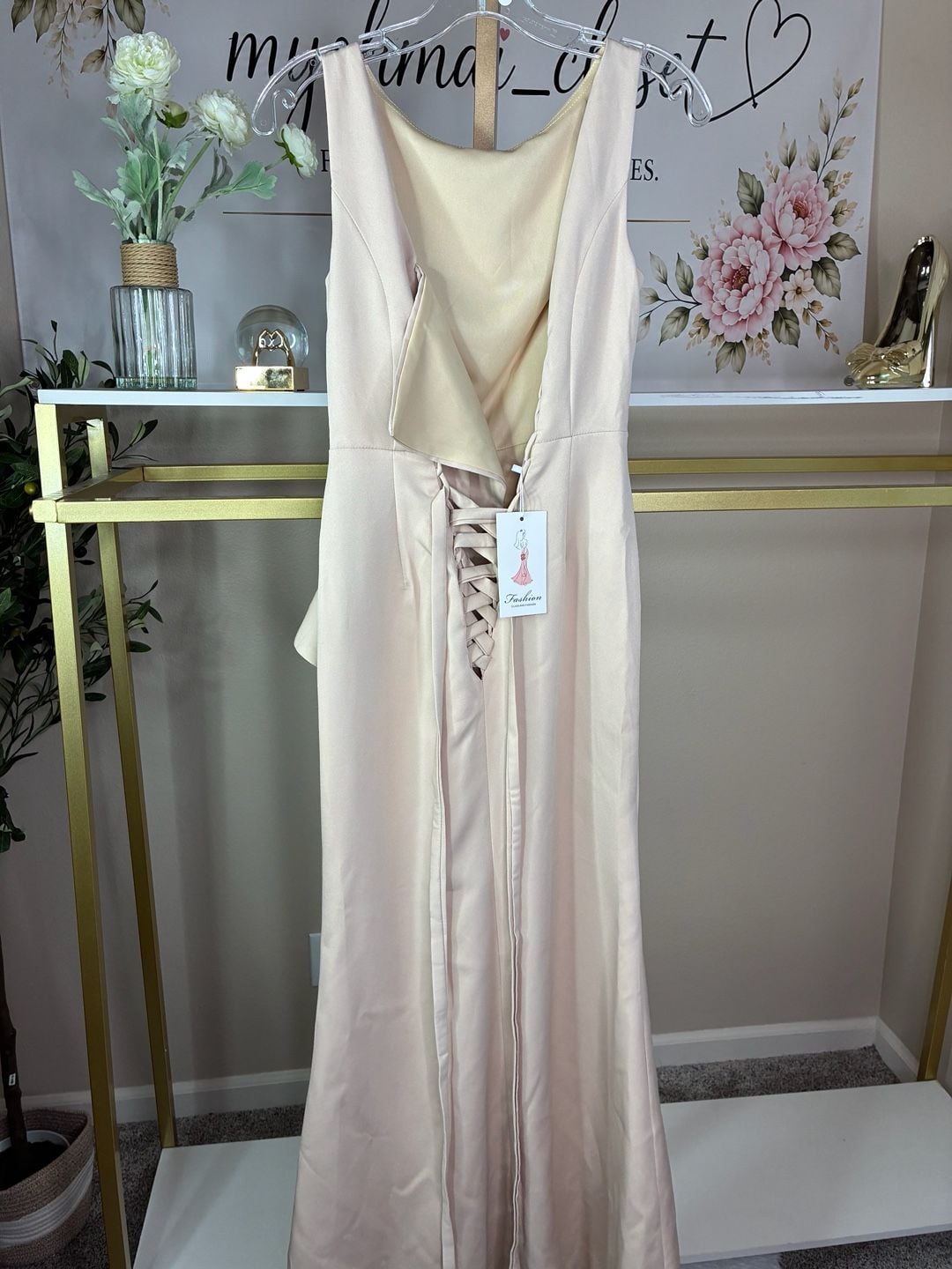 Formal Maxi Dress Ruffle Slit Lace-Up Back Women’s Size 0 New 10